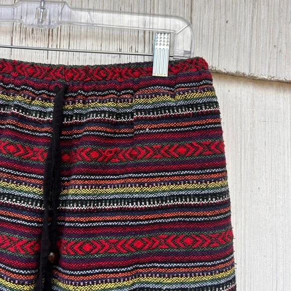Harem Pants Mens Woven Tribal Stripe Boho Shorts Multicolor Wood Bead Detail - Picture 3 of 9
